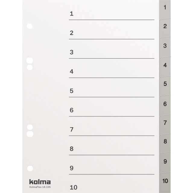 Register 1-10 für A5-Ordner aus Polypropylen