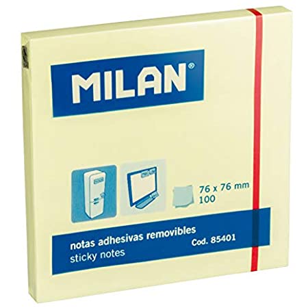 ​Feuilles adhésives jaune Milan 76 x 76 mm (100 fles)