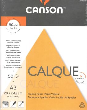 Papier calque A3, 90 g/m2 (50 fles)