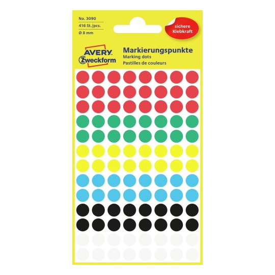 Gommettes ø 8 mm assortiment (416 pièces)