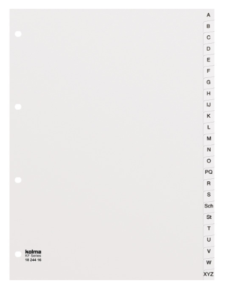 Plastikregister A - Z, in A4-Format (Polyproylen)