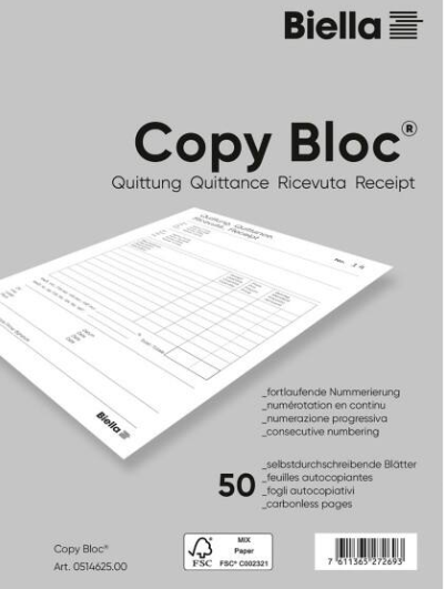 Quittungen Copy-Block A6, 50 Blatt