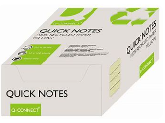 Quick Notes Turm Haftnotizen gelb aus Recyclingpapier 127 x 76 mm (12 Blöcke zu 100 Blatt)