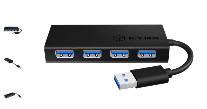 ​​​Hub USB, Fiche USB-A, 3.0, USB Ports 4, Prise USB-A, ICY BOX