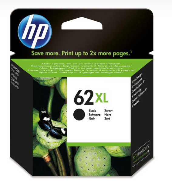 HP Cartouche d'encre 62XL noir