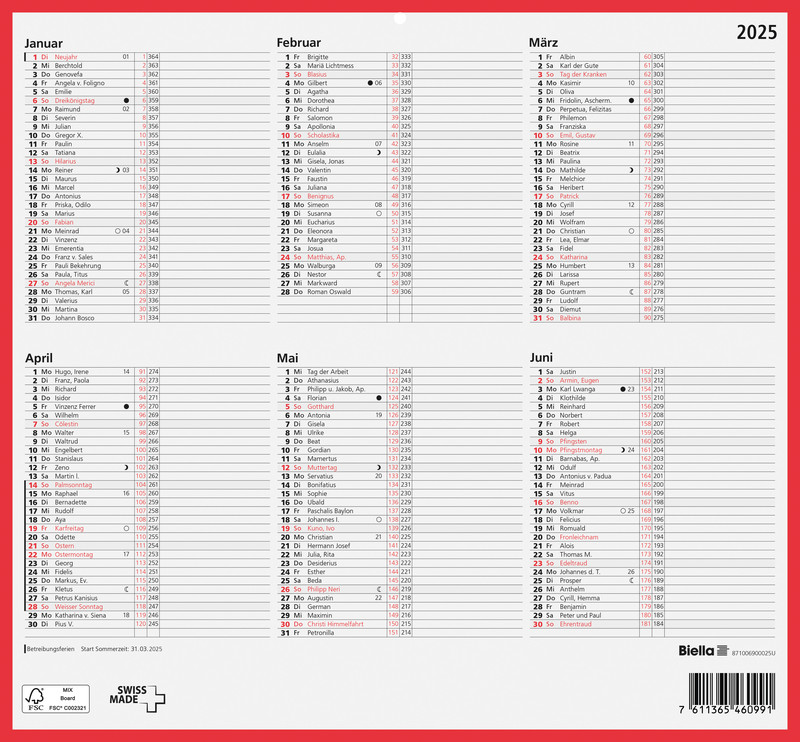 Tafelkalender 32 x 29,7 cm 2025