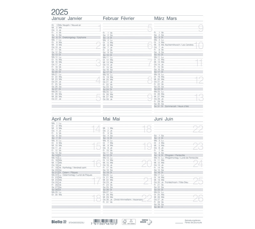 Calendrier de table A4 2024