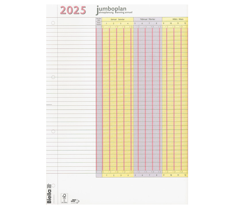 Jahres-Wandplaner Jumboplan 2025 (Pack à 2 Stk)