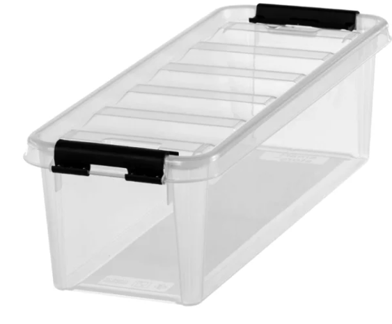 Caisse en plastique rectangulaire Classic 4 avec 4 compartiments avec couvercle 38 x 14 x 11cm