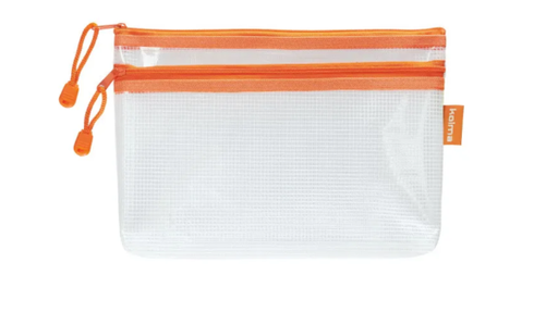 [68.444] Poche avec fermeture à glissière Mesh Bag Double 25 x 16 cm orange