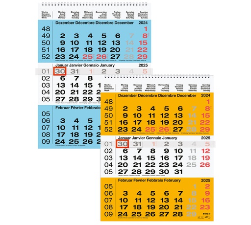 Wandkalender 3-monatig 2025