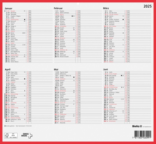 Calendrier tableau 32 x 29,7 cm 2025