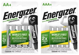 ​Piles rechargeables Energizer 1.2V (4 pièces)